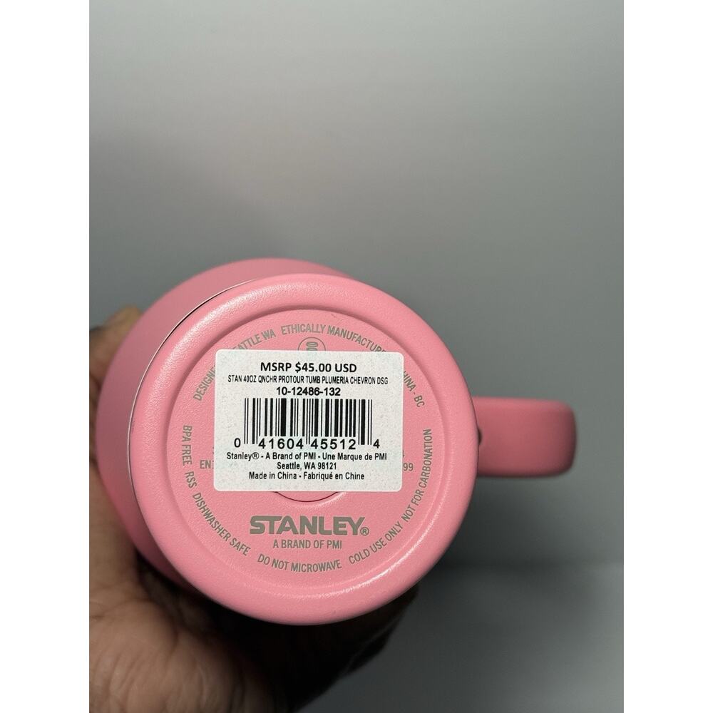 Stanley Oasis Summer PLUMERIA PINK CHEVRON 40oz Protour Flip Straw Tumbler BNWT - Picture 5 of 6